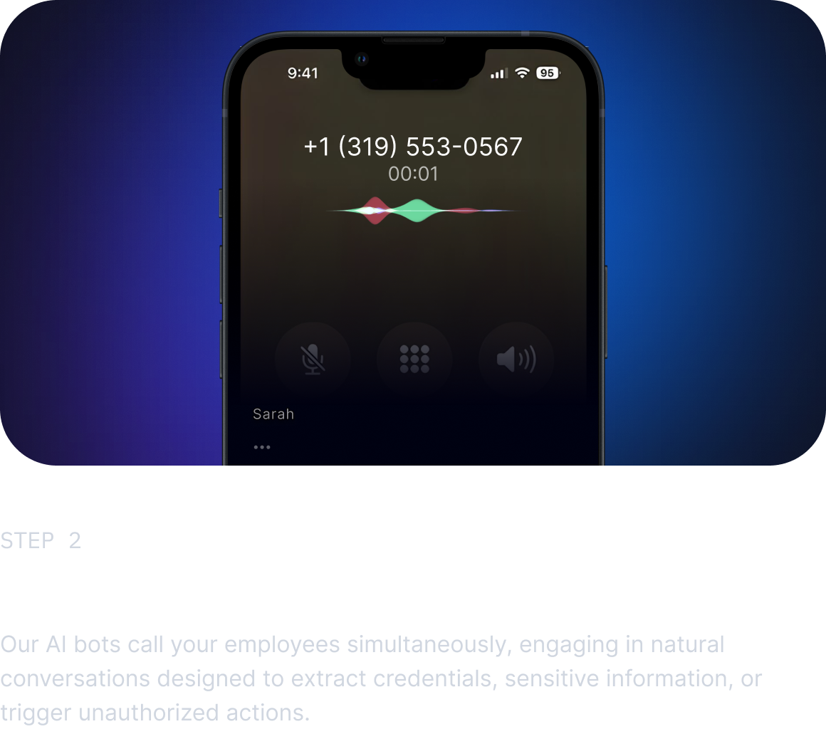What the employee sees when an AI vishing bot calls their phone